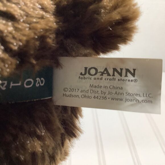 J Bear Jo-Ann Fabric 12” Plush Stuffed  Brown bear red Plaid Hat sitting 2017 - Picture 9 of 9
